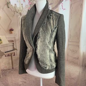 Rachel Roy Wool Cashmere Faux Fur Blazer Jacket
